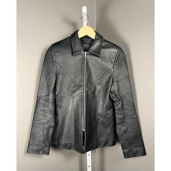 Motown Jackets & Blazers - Triziana SZ S Women's Black 100% Leather Moto Jacket 90's Vintage Grunge